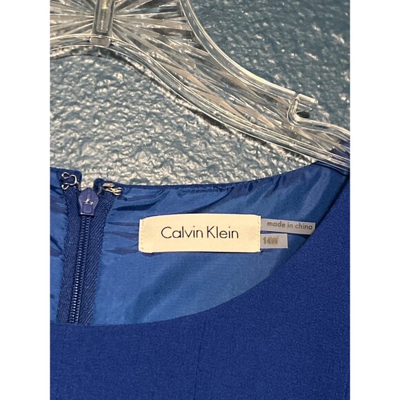 Calvin Klein Blue Sleeveless A-Line Dress 14W Polyester Blend - Picture 4 of 7